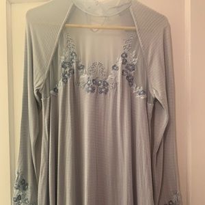 Free People Pale Blue Top with Beautiful Details